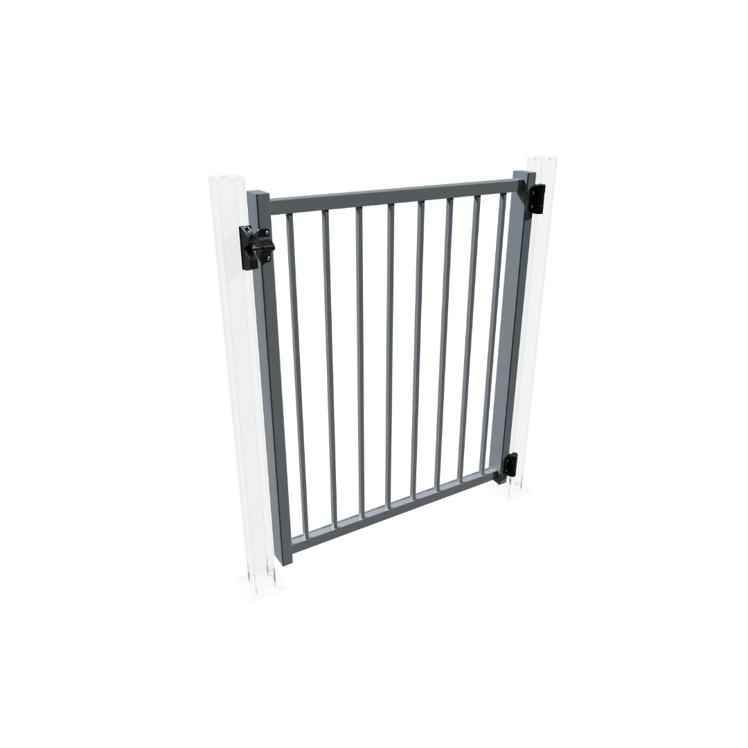 Porte Moderne 5 (ajustable - Poteaux 3"), charbon